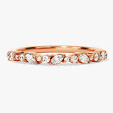 Stunning 0.30 CT Round & Marquise Moissanite Stones Alternate Diamond Wedding Band 4