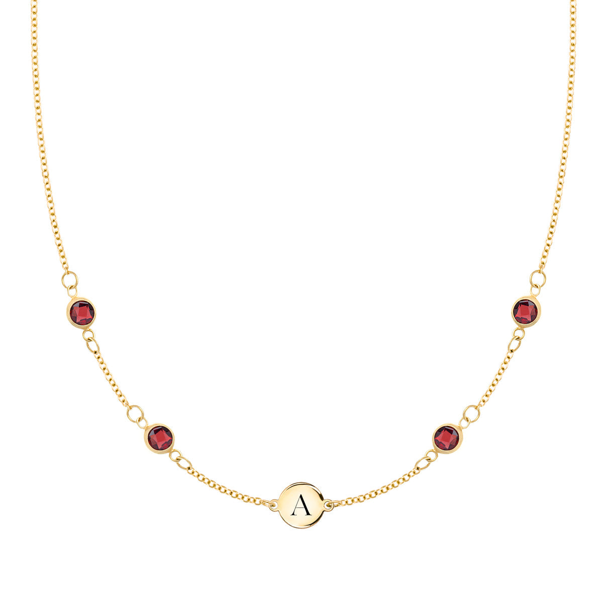 1.0 TCW Round Garnet Lab Made Diamond- January Birthstone Necklace 1