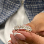 Stunning 1.46 CT Emerald Moissanite Stones Half Eternity Wedding Bands 6