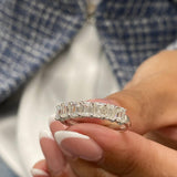 Stunning 1.46 CT Emerald Moissanite Stones Half Eternity Wedding Bands 6