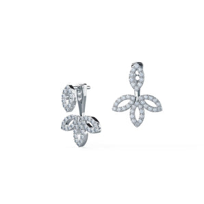 1.0 TCW Round Cut Moissanite Marquise Flower Stud Earrings in Gold