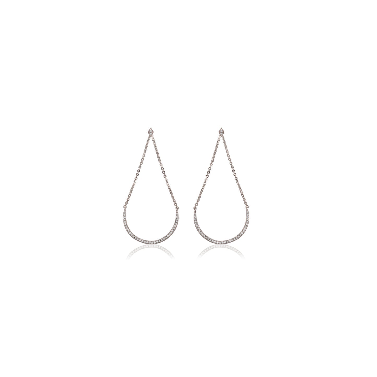 0.47 TCW Round Cut Moissanite Semi-Circle Chandelier Earrings in Gold 4