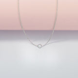 0.10 CT Round Moissanite Diamond Bezel Pendant Necklace in Solid Gold 3