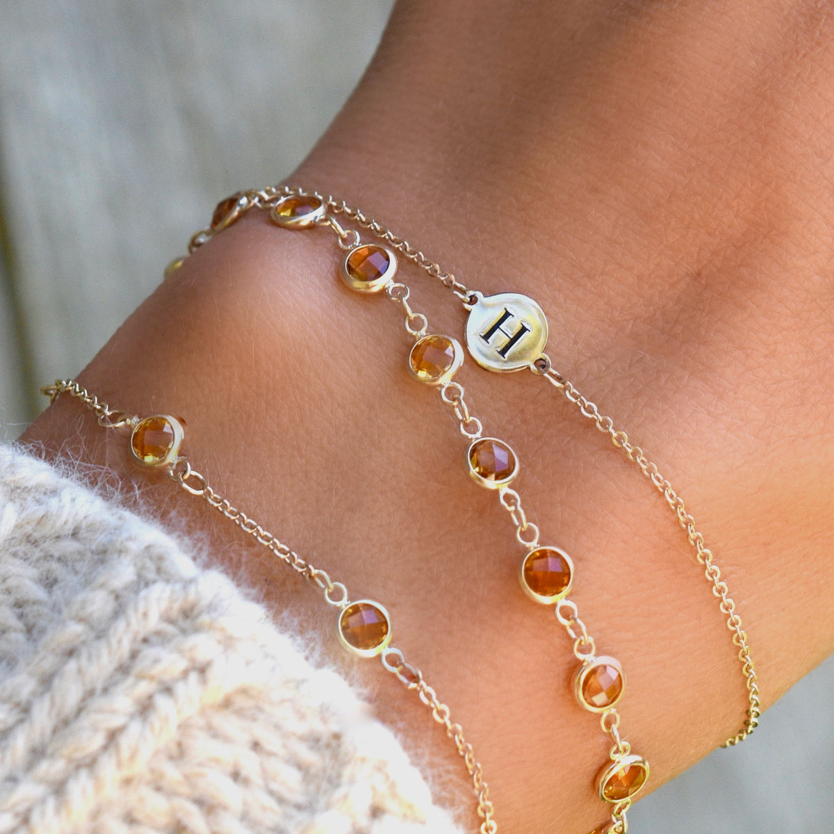 4.5 TCW Round Citrine Lab Made Diamond- November Birthstone Bracelet 10