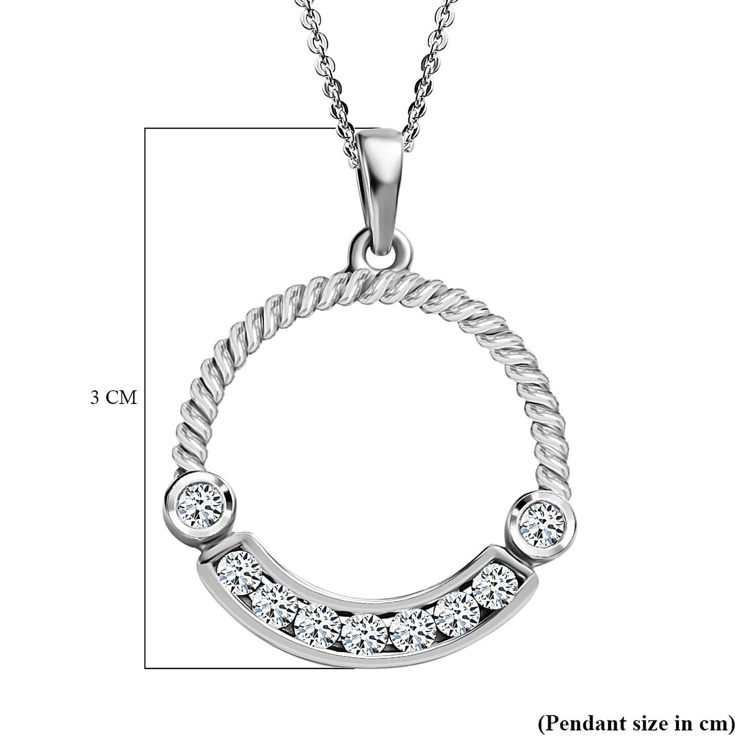 Round Cut Cubic Zirconia in 925 Sterling Silver Necklace 6