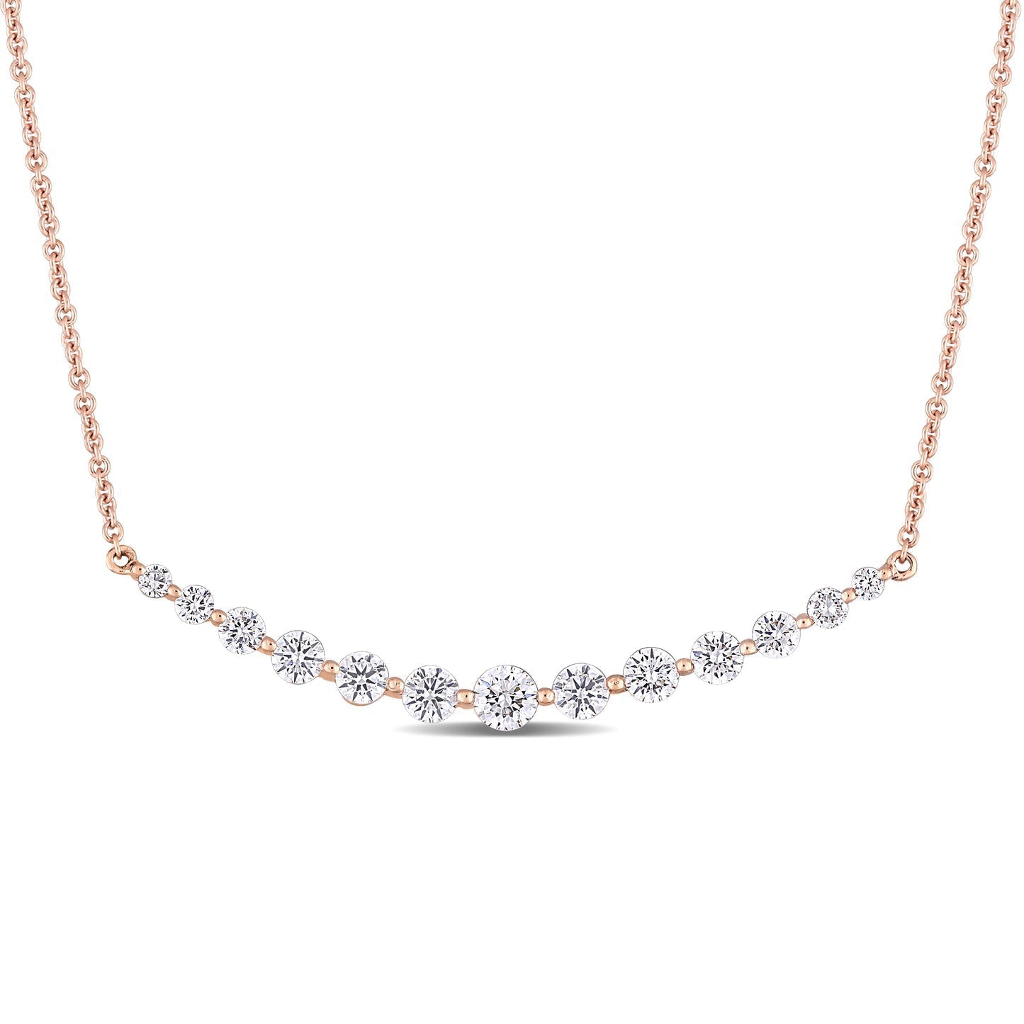 Round Cut Cubic Zirconia in 925 Sterling Silver Necklace 1