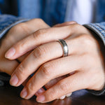 Delicate Men's Wedding Band Satin Finished in Solid Gold 8