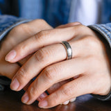 Delicate Men's Wedding Band Satin Finished in Solid Gold 8