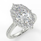 Stunning 2.11 CT Oval Moissanite Engagement Ring with Cluster Halo & Pave Design 5
