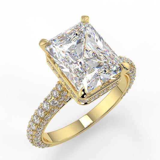 Stunning 2.45 CT Radiant Moissanite Engagement Ring with Hidden Halo & Three Side Pave Design 2