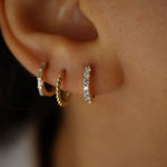 Stunning 0.40 TCW Round Cut Moissanite Huggies Earrings in Gold 3