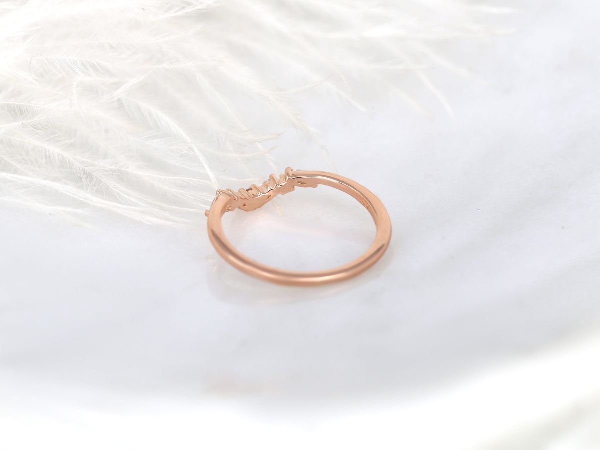 Stunning 0.15 TCW Marquise & Round Stones Curved Wedding Bands 3