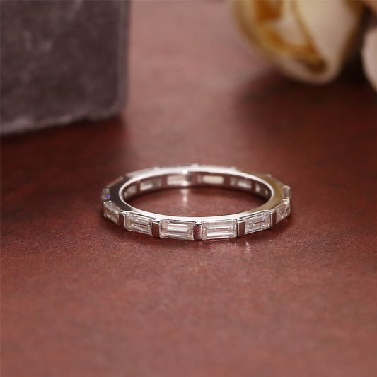 Stunning 1.4 CT Baguette Full Eternity Moissanite Stones Wedding Bands 1