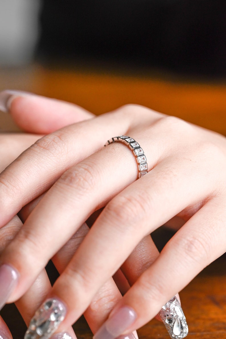 Stunning 0.5 TCW Radiant Moissanite Stones Full Eternity Wedding Band 6