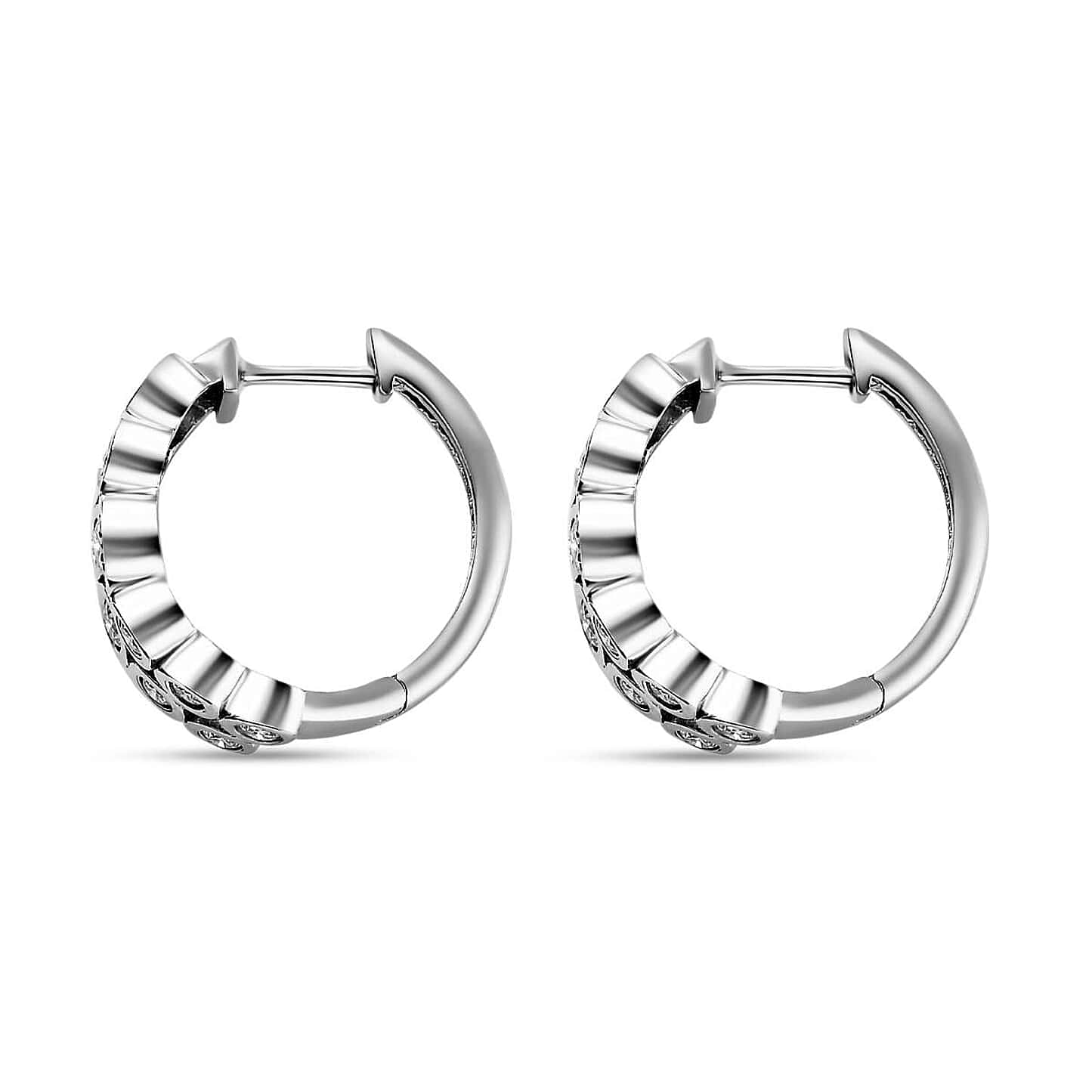 Round Cut Cubic Zirconia in 925 Sterling Silver Earrings 4