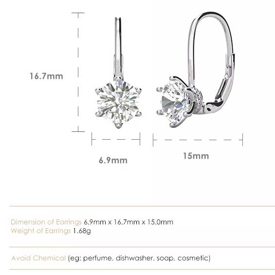 Round Cut Cubic Zirconia in 925 Sterling Silver Earrings 9