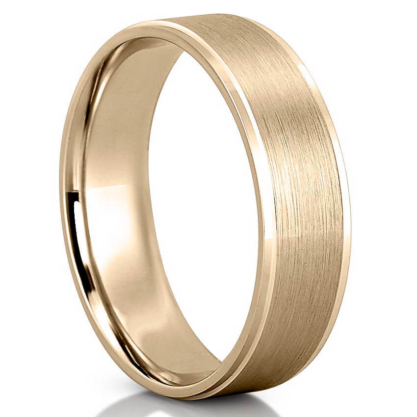 Classic Stain Finish Wedding Band for Men's in Solid Gold 2
