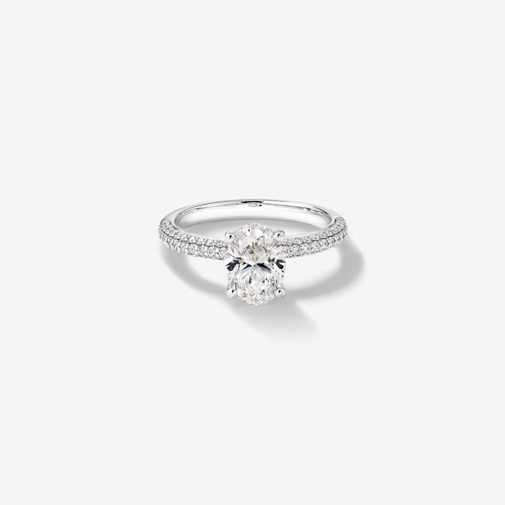 Stunning 1.95 CT Oval Moissanite Engagement Ring with Pave and Hidden HaloDesign 1
