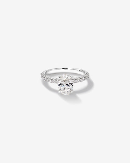 Stunning 1.95 CT Oval Moissanite Engagement Ring with Pave and Hidden HaloDesign 1