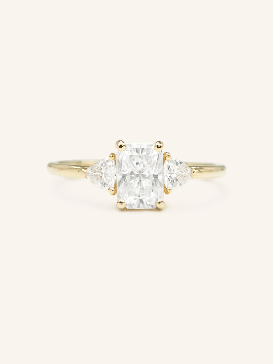 Stunning 1 CT Radiant Moissanite Engagement Ring With Three Stone Design 1