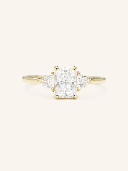 Stunning 1 CT Radiant Moissanite Engagement Ring With Three Stone Design 1
