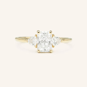 Stunning 1 CT Radiant Moissanite Engagement Ring With Three Stone Design