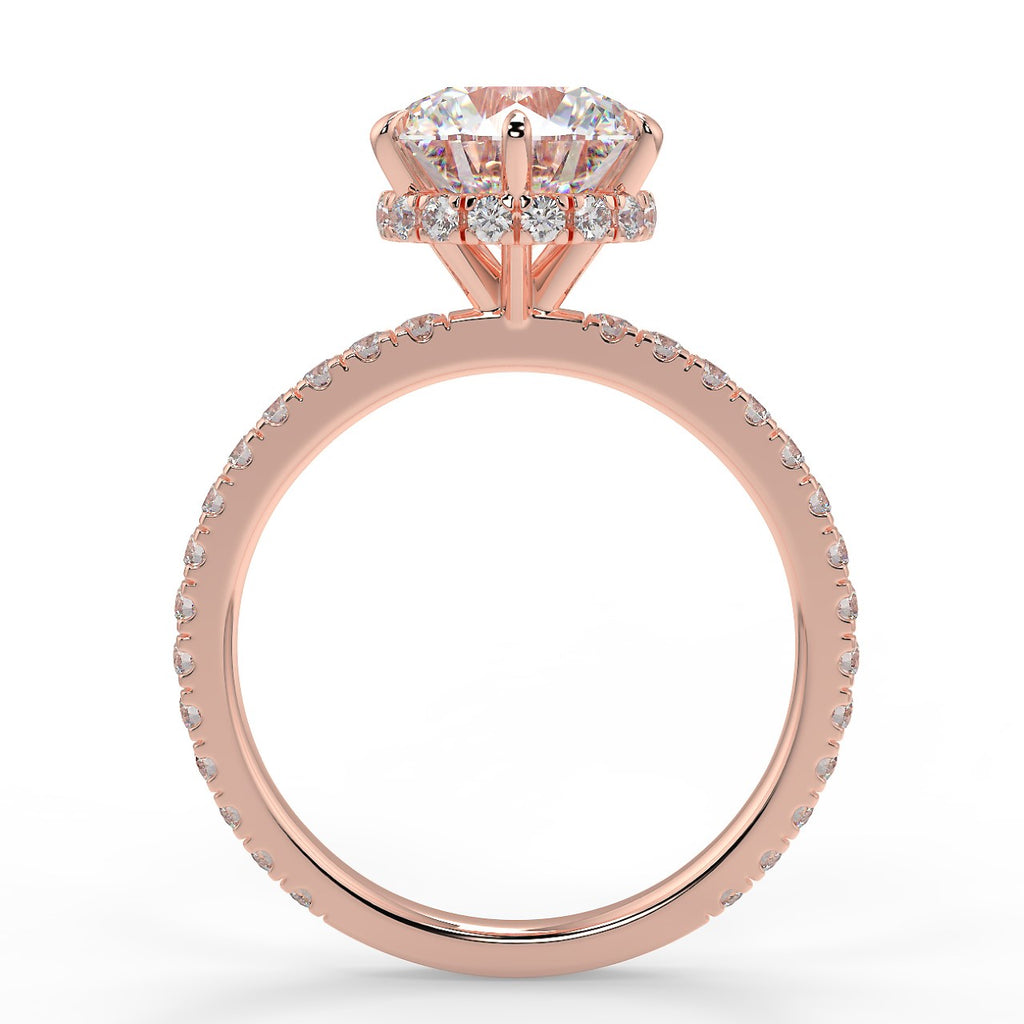 Stunning 2.0 CT Round Moissanite Engagement Ring with Double Hidden Halo & Pave Design 9