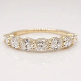 Stunning 0.4 TCW Oval Moissanite Stones in Half Eternity Wedding Band 1