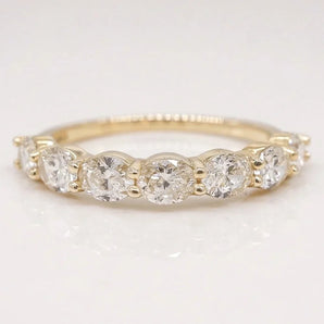 Stunning 0.4 TCW Oval Moissanite Stones in Half Eternity Wedding Band