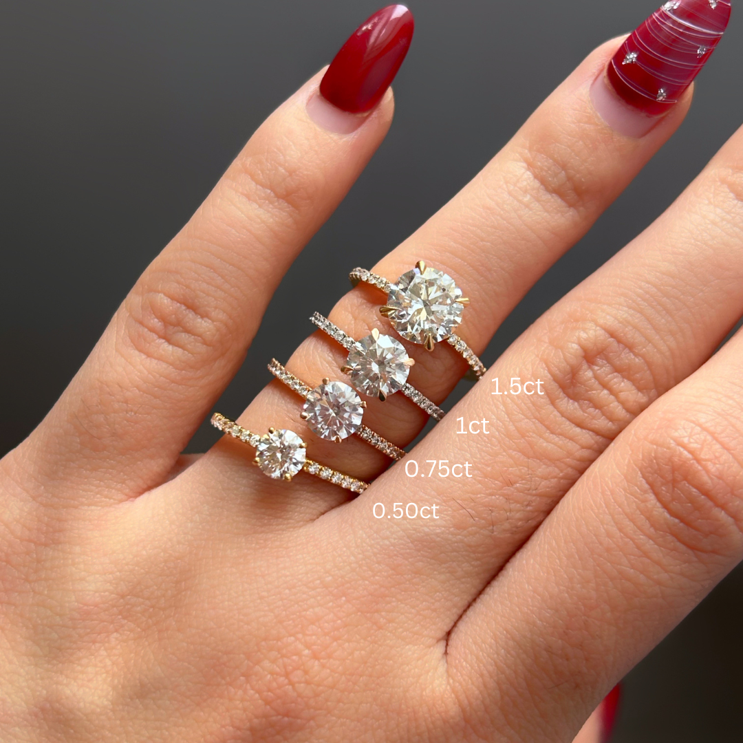 Stunning 1.0 CT Round Moissanite Engagement Ring with Hidden Halo & Pave Design 6
