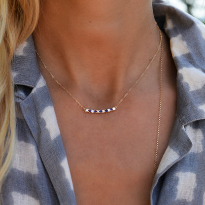 1.32 TCW Round Sapphire Lab Made Diamond- September Birthstone Necklace 9