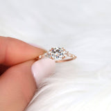 Stunning 1.0 CT Round Moissanite Engagement Ring with Cluster Design 5