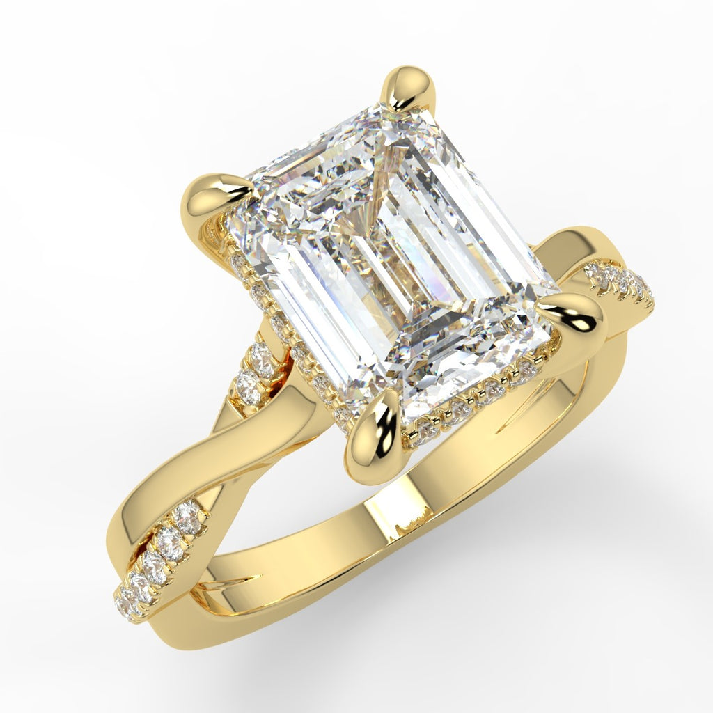 Stunning 2.53 CT Emerald Moissanite Engagement Ring with Twisted Pave Design 1