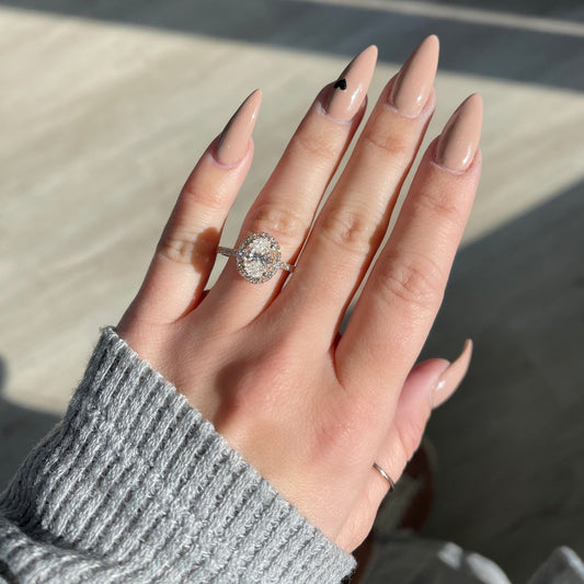 Stunning 1.0 CT Oval Moissanite Engagement Ring with Halo & Pave Design 1