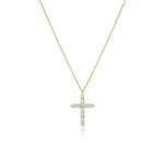 1.87 CT Round Moissanite Diamond Cross Pendant Necklace in Solid Gold 1