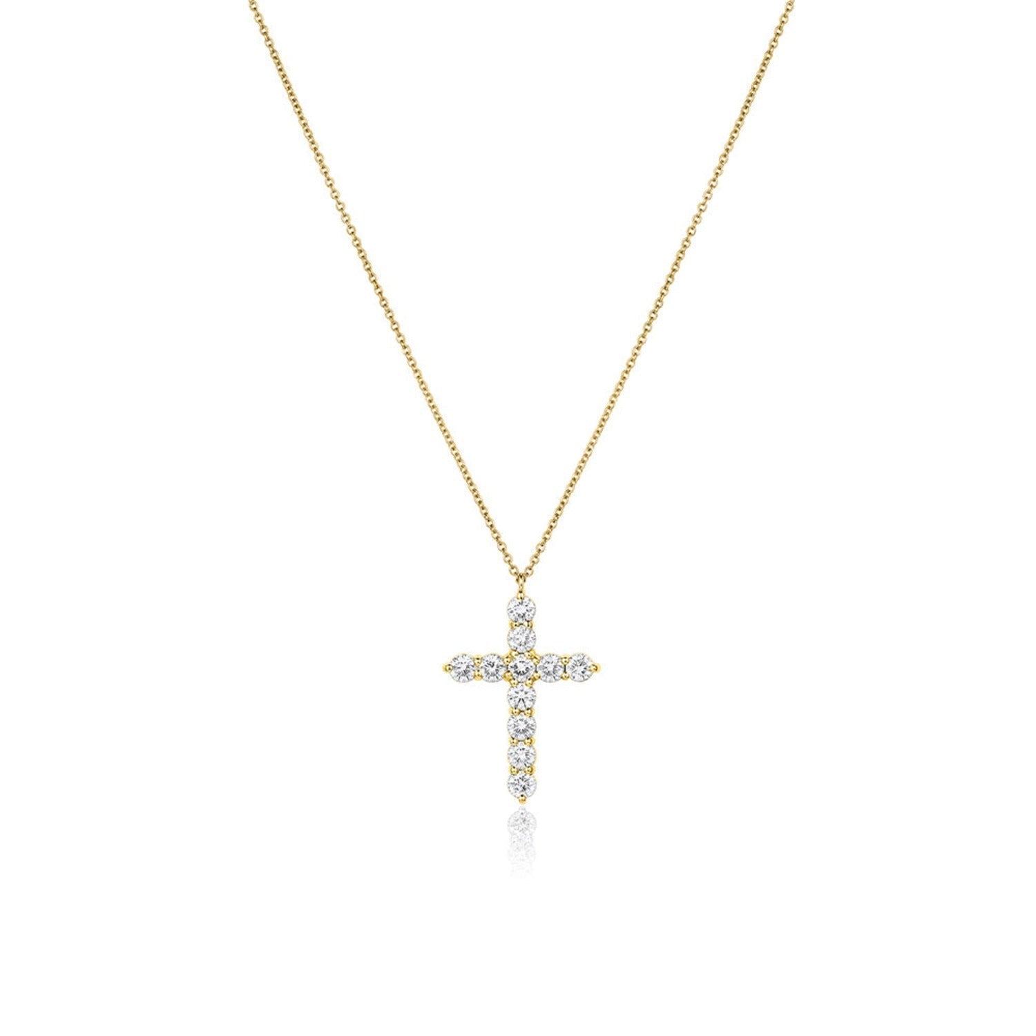 1.87 CT Round Moissanite Diamond Cross Pendant Necklace in Solid Gold 1
