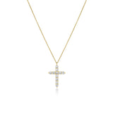 1.87 CT Round Moissanite Diamond Cross Pendant Necklace in Solid Gold 1