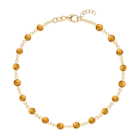 4.5 TCW Round Citrine Lab Made Diamond- November Birthstone Bracelet 1