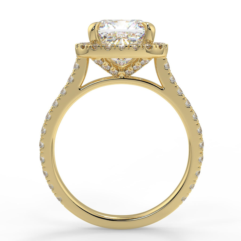 Stunning 2.40 CT Cushion Moissanite Engagement Ring with Halo & Pave Design 3