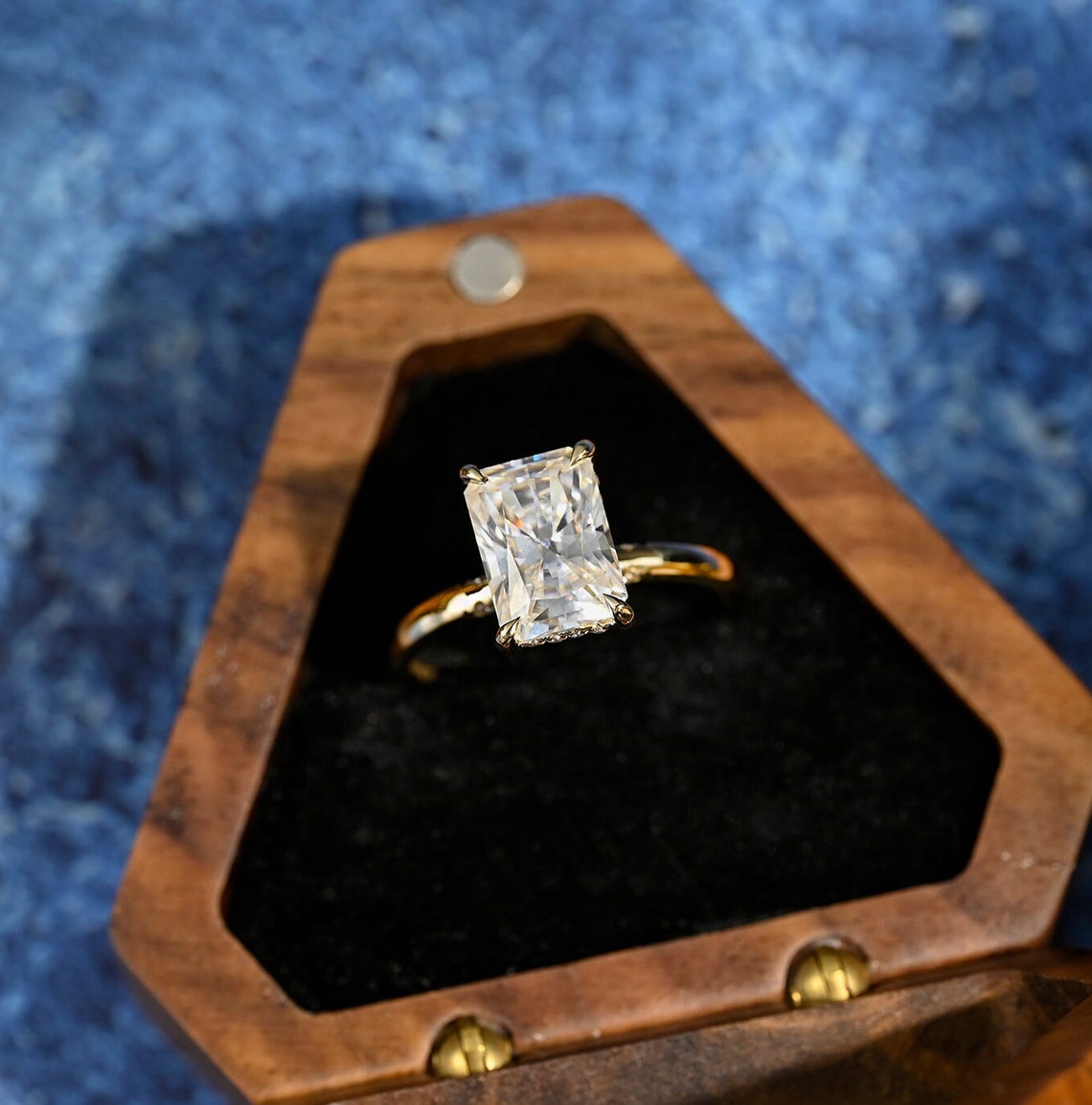 3.5 CT Radiant Shaped Moissanite Engagement Ring With Hidden Halo Style 3