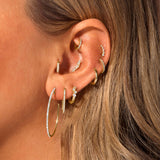 2.0 TCW Round Cut Moissanite Large Hoops Earrings in Gold 11
