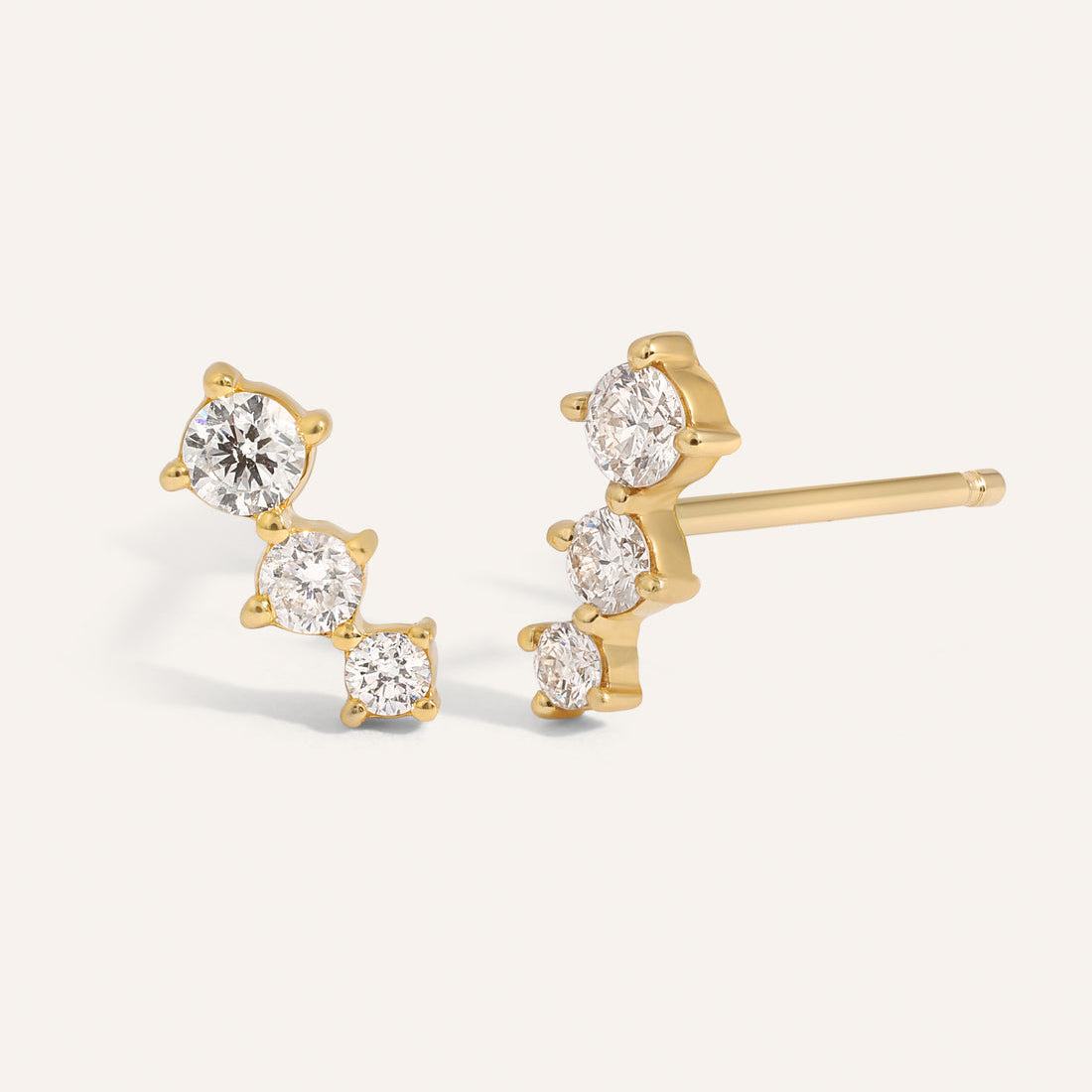 Stunning 0.30 TCW Round Cut Moissanite Bar Stud Earrings in Gold 1