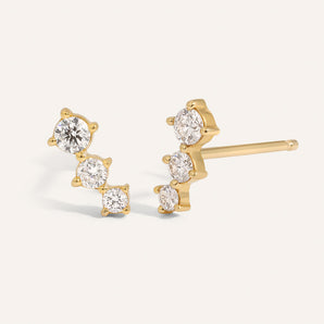 Stunning 0.30 TCW Round Cut Moissanite Bar Stud Earrings in Gold