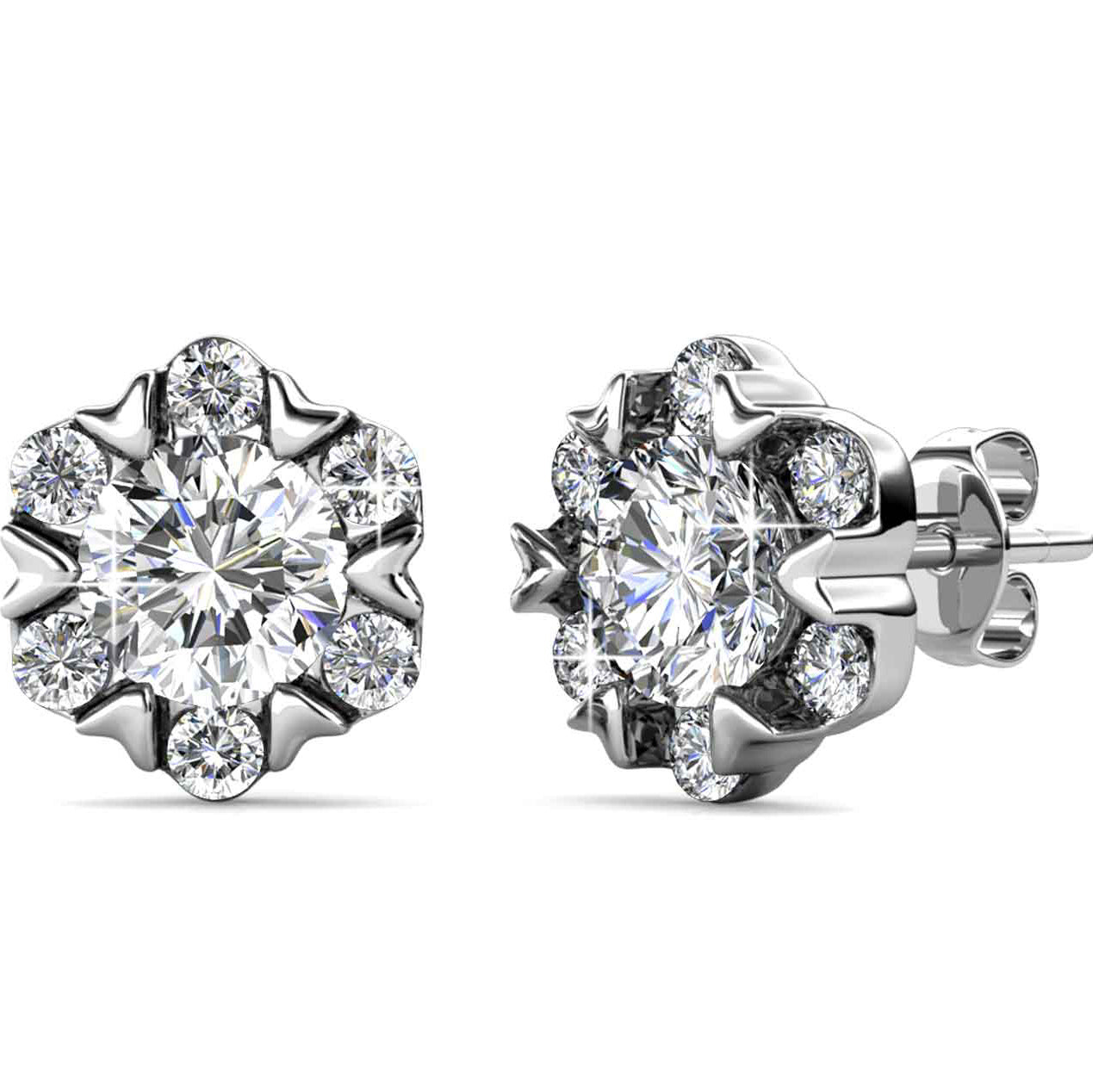 Round Cut Cubic Zirconia in 925 Sterling Silver Earrings 1
