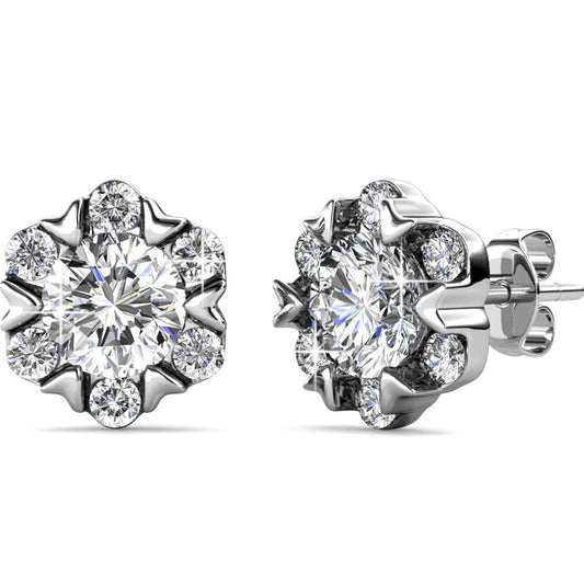 Round Cut Cubic Zirconia in 925 Sterling Silver Earrings 1