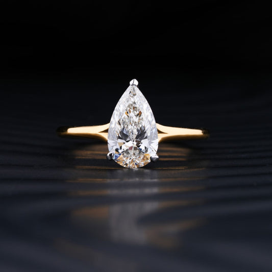 Stunning 2.0 CT Pear Moissanite Engagement Ring with Solitaire & Split Shank Design 1