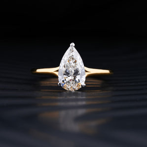 Stunning 2.0 CT Pear Moissanite Engagement Ring with Solitaire & Split Shank Design