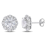 Round Cut Cubic Zirconia in 925 Sterling Silver Earrings 4