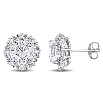 Round Cut Cubic Zirconia in 925 Sterling Silver Earrings 4