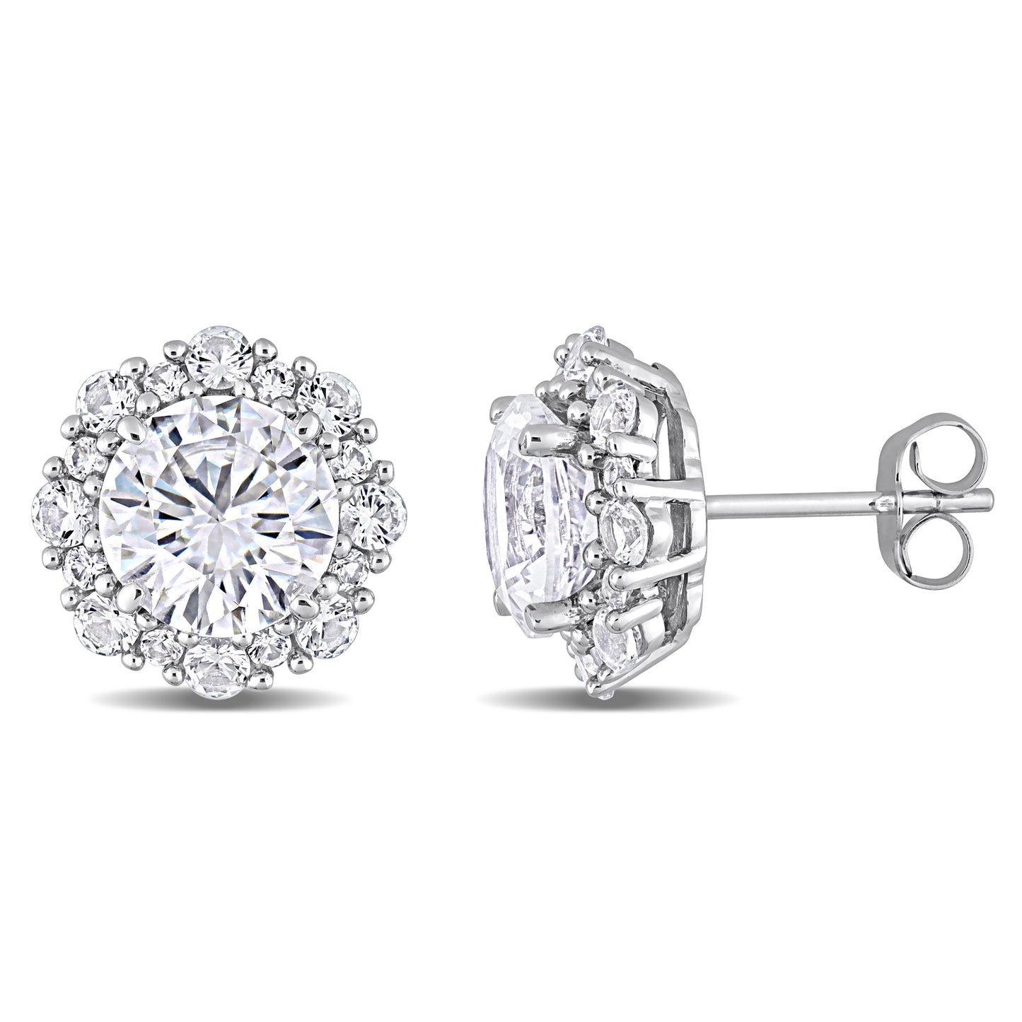 Round Cut Cubic Zirconia in 925 Sterling Silver Earrings 7